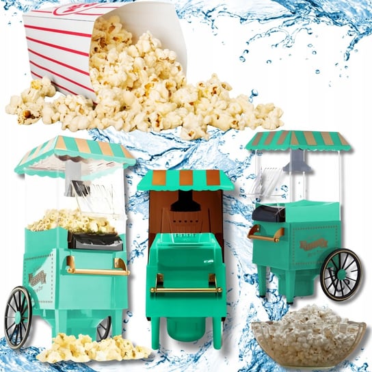 MASZYNKA DO ROBIENIA POPCORNU BEZ OLEJU URZĄDZENIE STYL RETRO WÓZEK 1200W bez marki