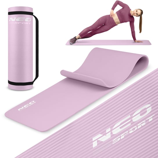 Mata do ćwiczeń fitness joga 183 x 60 cm fioletowa Neo-Sport Neo-Sport