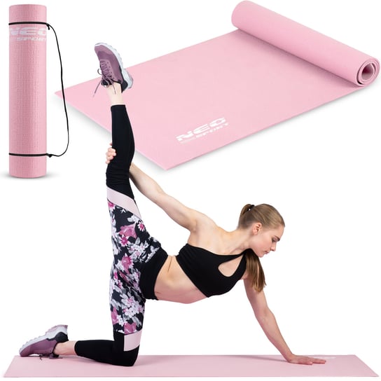 Mata do ćwiczeń fitness joga antypoślizgowa 173x61 cm różowa Neo-Sport Neo-Sport
