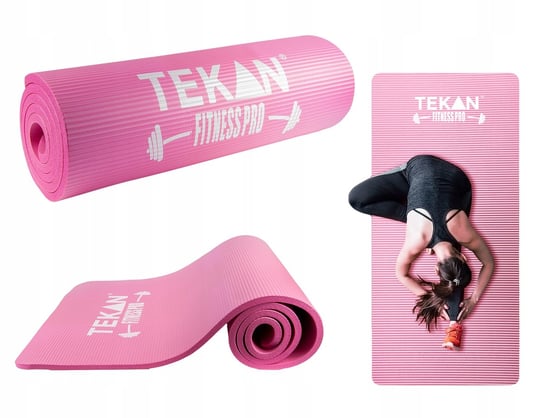 Mata do ćwiczeń jogi fitness yoga gruba 1,5cm Różowa Tekan