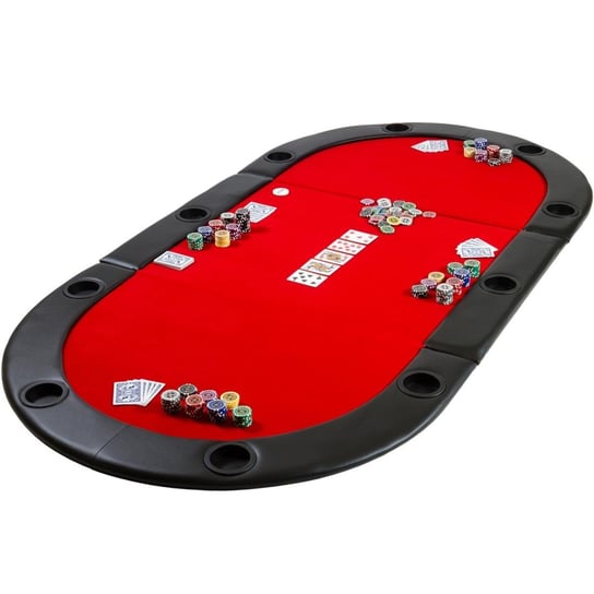 Mata do pokera składana, czerwona, 208x106x3 cm TwójPasaż