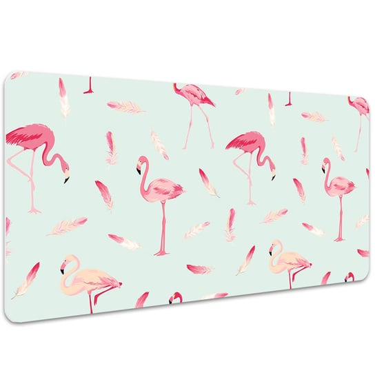 Mata ochronna na biurko Flamingi i pióra 100x50 cm, Dywanomat Dywanomat