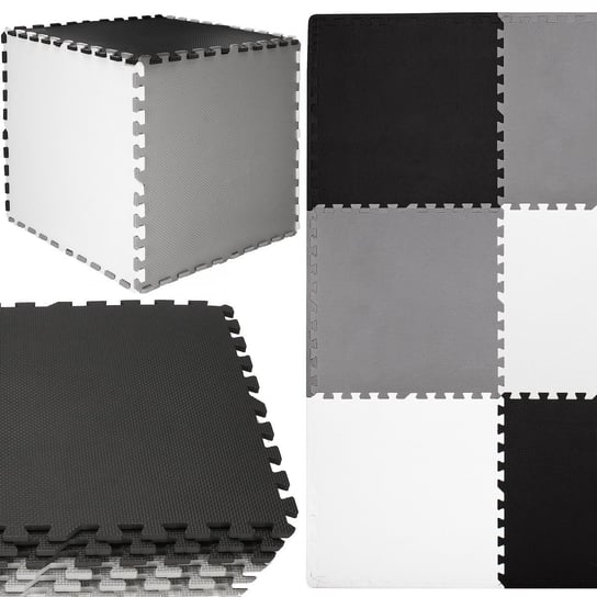Mata piankowa kwadraty 179x179 cm szare, czarne, białe puzzle pianka EVA Springos