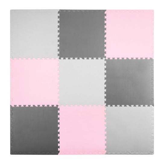 Mata piankowa/Puzzle edukacyjna, gruba, 180x180 cm Ricokids, różowo-szara Ricokids
