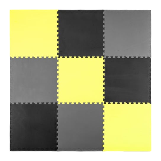 Mata piankowa/Puzzle edukacyjna, gruba, 180x180 cm, Ricokids żółto-szara Ricokids