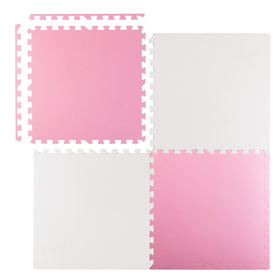 Mata piankowa Puzzle piankowa, edukacyjna, 120x120 cm, rożowo-biała, Ricokids Ricokids