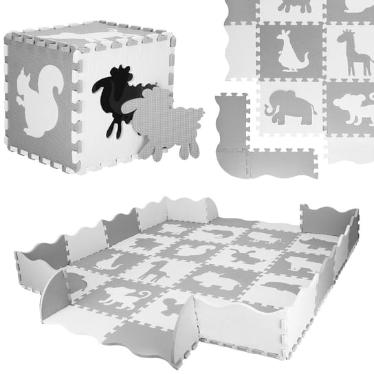 Mata piankowa zwierzęta puzzle dla dzieci 150x150 cm pianka EVA Springos