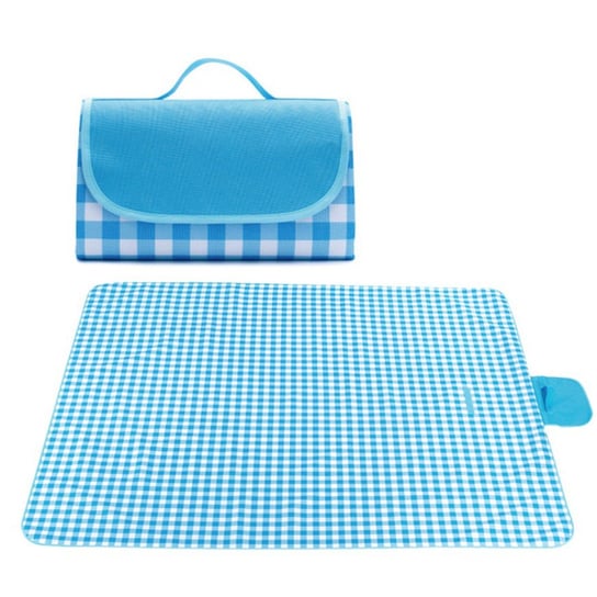 Mata plażowa - torebka w biało niebieską kratkę - rozmiar: 145x200cm  1szt inna