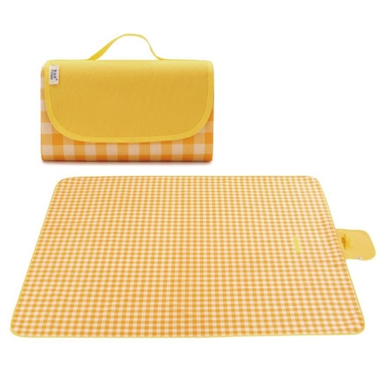 Mata plażowa - torebka w biało żółtą kratkę - rozmiar: 145x200cm  1szt inna
