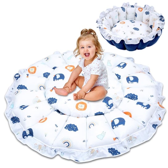 Mata - poduszka na podłogę dla dzieci, 100 cm,do pokoju dziecięcego, okrągła mata do raczkowania Totsy Baby