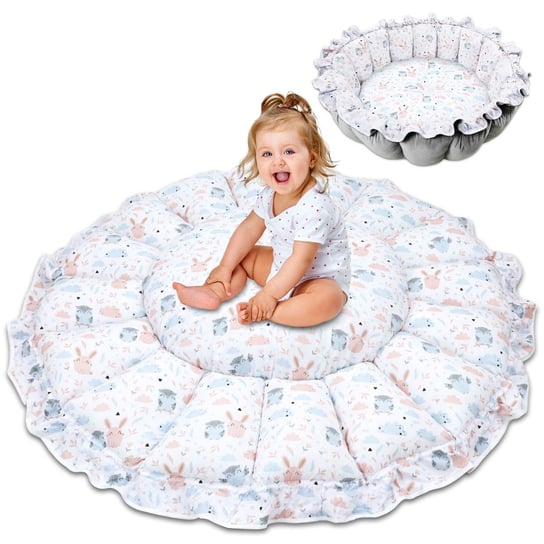Mata - poduszka na podłogę dla dzieci, 100 cm,do pokoju dziecięcego, okrągła mata do raczkowania Totsy Baby