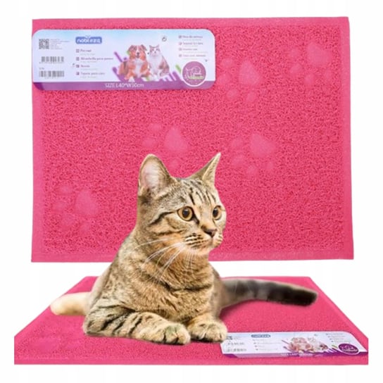 Mata przed kuwetę dla kota Wycieraczka Podkładka pod miskę 40x30 cm Nobleza różowa NOBLEZA