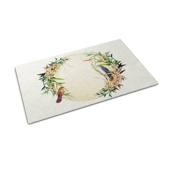 Mata Tekstylna - Wycieraczka - Żuraw i Kwiaty 90x60 cm Coloray