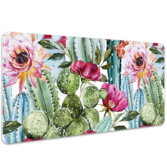 Mata z nadrukiem na biurko Kwiaty kaktusa 100x50 cm, Dywanomat Dywanomat