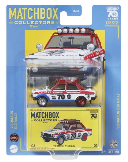 Matchbox, samochód kolekcjonerski, '70 Datsun 510 Rally Matchbox