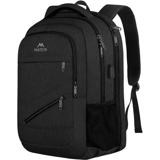 MATEIN Plecak miejski szkolny biznesowy na laptopa 17,3" pojemny USB czarny MATEIN