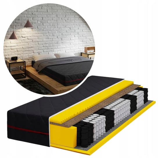 Materac 200x200 kokos kieszeniowy pocket 24cm MAX BLACK efekt masażu Materazzi