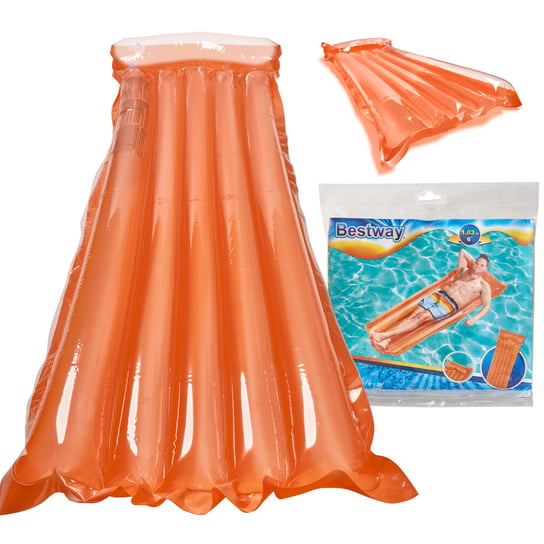 MATERAC DMUCHANY do pływania plażowy na basen dwukomorowy pomarańczowy ikonka