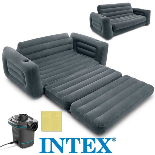 Materac dmuchany dwuosobowy, łóżko, sofa, z pompką 230V, 224x203x66 cm Intex Intex
