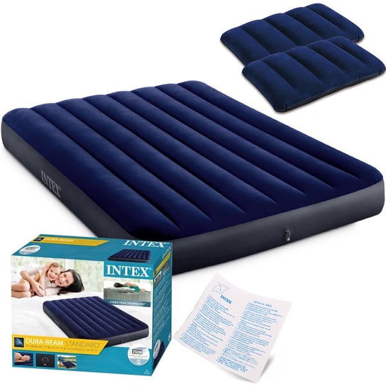 Materac dmuchany welurowy 137x191 cm Intex 64758 + 2 x poduszka Intex 68672 Intex