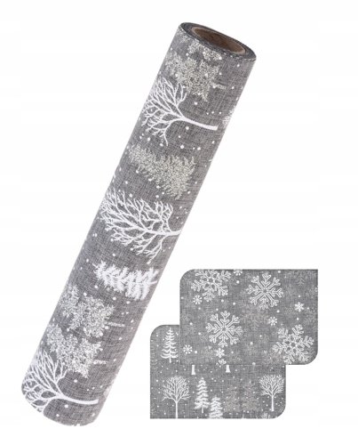 Materiał dekoracyjny świąteczny szary bieżnik 28 x 250 cm Koopman