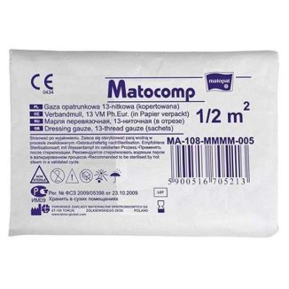 Matocomp gaza opatrunkowa, niejałowa, 17 nitkowa, 1/2m2, 1 sztuka Matopat