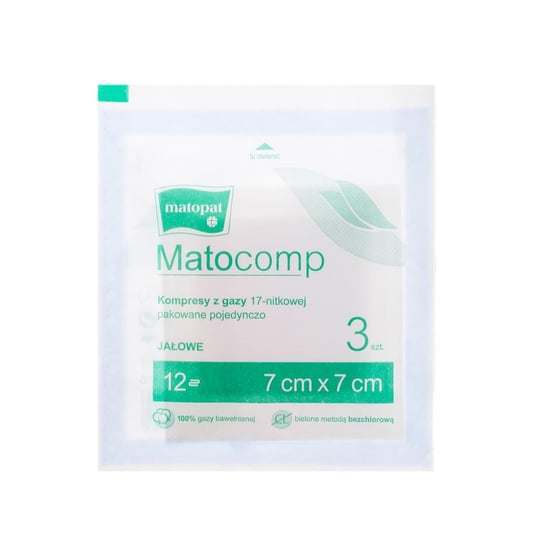 Matopat, Matocomp, kompresy jałowe, 7x7 cm, 3 szt. Matopat