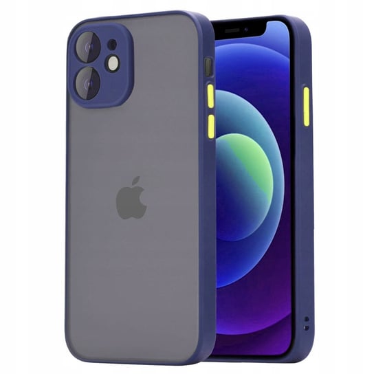 Matowe Etui Z Ochroną Aparatu Do Iphone 12 Pro Granatowy Bowi