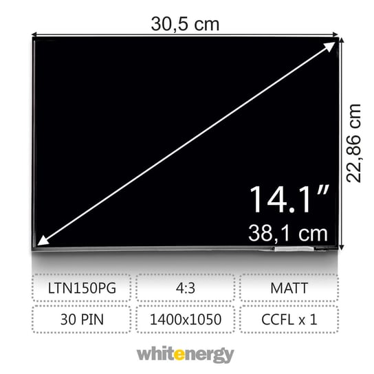 Matryca do laptopów WHITENERGY L141G1280800, 14.1" Whitenergy