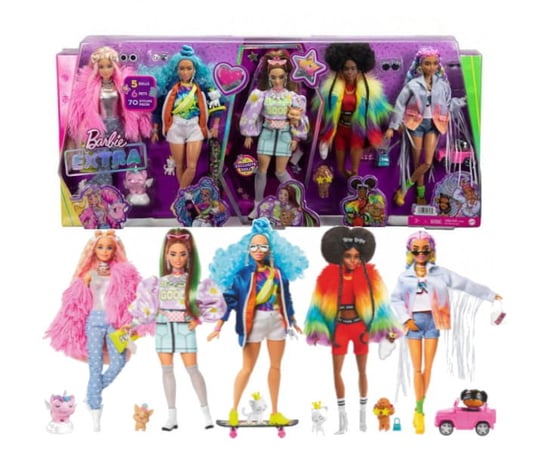 Mattel Barbie Extra Zestaw 5 Lalek Z Akcesoriami Mattel