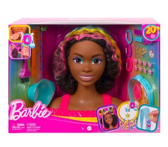 Mattel, Barbie Głowa do stylizacji Neonowa tęcza, kręcone włosy Mattel