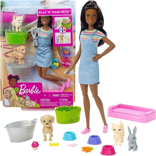 Mattel Barbie Kąpiel Zwierzątek - Lalka, figurki zwierzątek i akcesoria Mattel