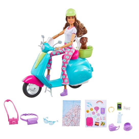Mattel, Barbie wakacyjna zabawa Lalka i skuter z akcesoriami Barbie