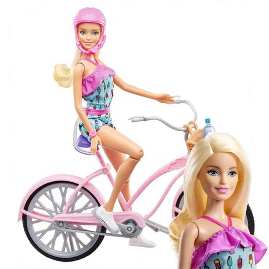 Mattel Barbie zestaw Lalka na rowerze + kask Barbie