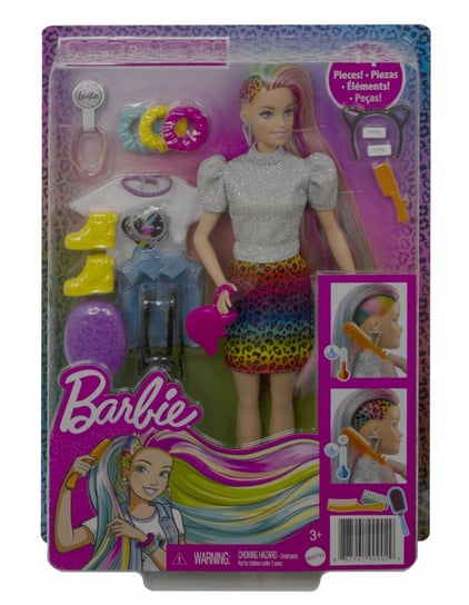 Mattel, Barbie, Zestaw lalka z tęczowymi włosami Barbie