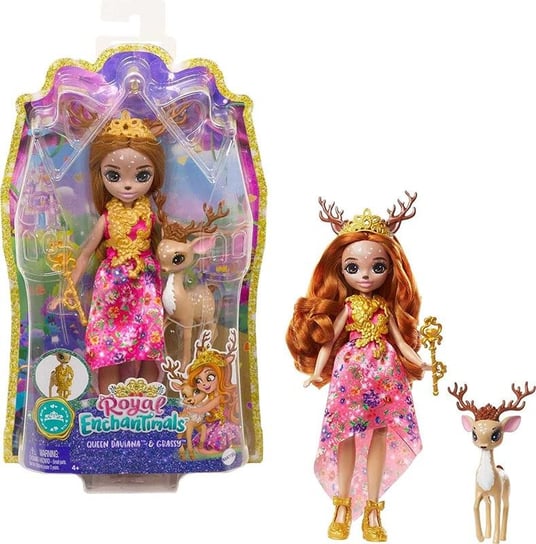 Mattel Enchantimals Lalka Królowa Daviana + Jelonek Grassy GYJ12 GYJ11 Mattel