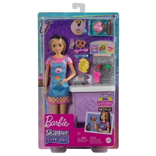 Mattel, Lalka Barbie Skipper Pierwsza praca Bar z przekąskami Mattel