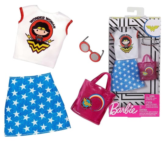 Mattel, spódniczka z topem i akcesoriami dla lalki Barbie Wonder Woman Mattel