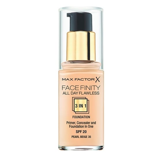 Max Factor, Facefinity All Day Flawless 3in1 Flexi-Hold, Podkład do twarzy, 35 Pearl Beige, Spf 20, 30 ml Max Factor