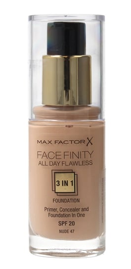 Max Factor, Facefinity All Day Flawless 3in1 Flexi-Hold, Podkład do twarzy, 47 Nude, Spf 20, 30 ml Max Factor