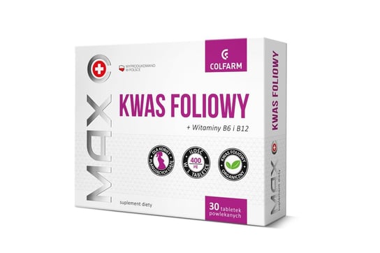 Max Kwas Foliowy, suplement diety, 30 tabletek powlekanych Colfarm