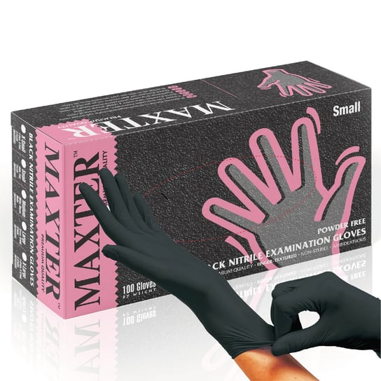 Maxter, Rękawiczki Nitrylowe Bezpudrowe Czarne Rozmiar: XS Maxter