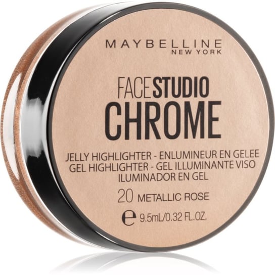 Maybelline Face Studio Chrome Jelly Highlighter rozświetlacz żelowy odcień 20 Metallic Rose 9.5 ml Maybelline
