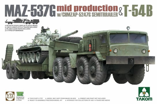 Maz-537G With Chmzap-5247G Semitrailer And T-54B 1:72 Takom 5013 Takom