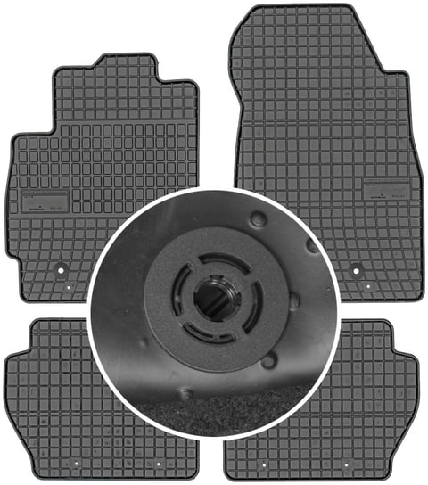 Mazda 2 II Hatchback od 2007-2014r. Dywaniki gumowe FROGUM 0864 + mocowania MAX-DYWANIK Frogum