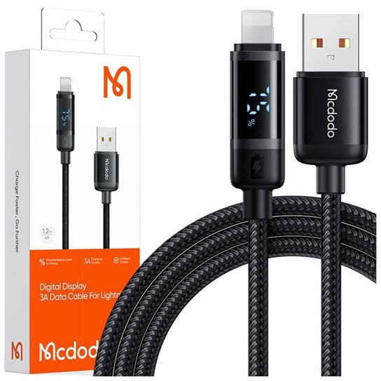 MCDODO ŁADOWARKA KABEL USB LIGHTNING SZYBKIEGO ŁADOWANIA DO IPHONE 1M LED Mcdodo