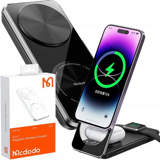 MCDODO, STACJA DOKUJĄCA 3W1 QI DO IPHONE, AIRPODS, WATCH, CZARNA Mcdodo