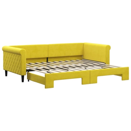 Mebel 2-w-1: Sofa/łóżko, aksamit, żółty, 229x100x6 Inna marka