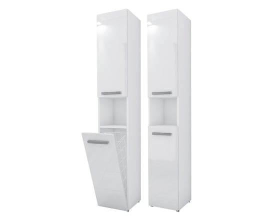 Meble łazienkowe Bagnoli SLIM III biała połysk - Szafka stojąca, kolumna łazienkowa, półka, D: 30 cm, W: 174 cm, Sz: 30 cm 3xE Living