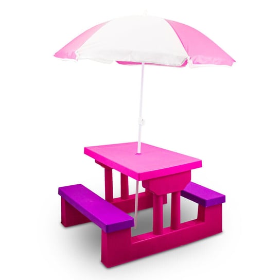 Meble ogrodowe dla dziecka Łakwa ze stolikiem i parasolką prezent na DZIEŃ DZIECKA Bituxx